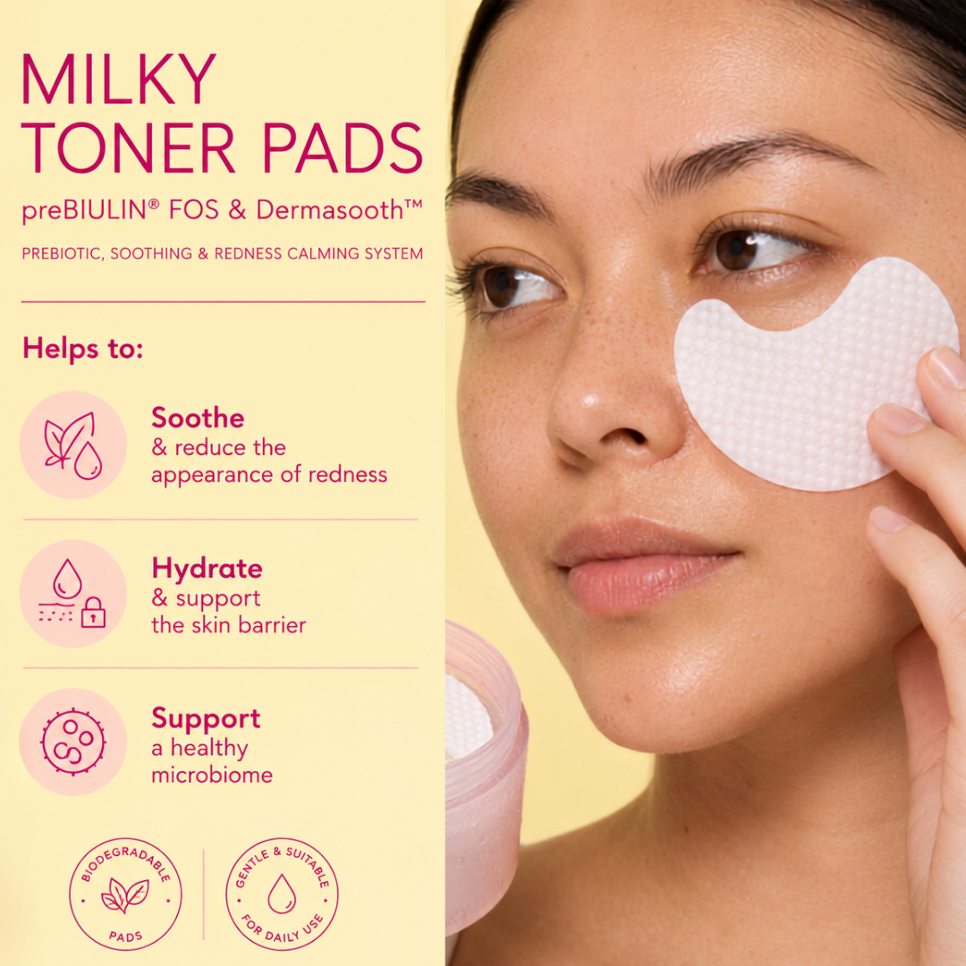 Milky Toner Pads with preBIULIN® FOS & Dermasooth™