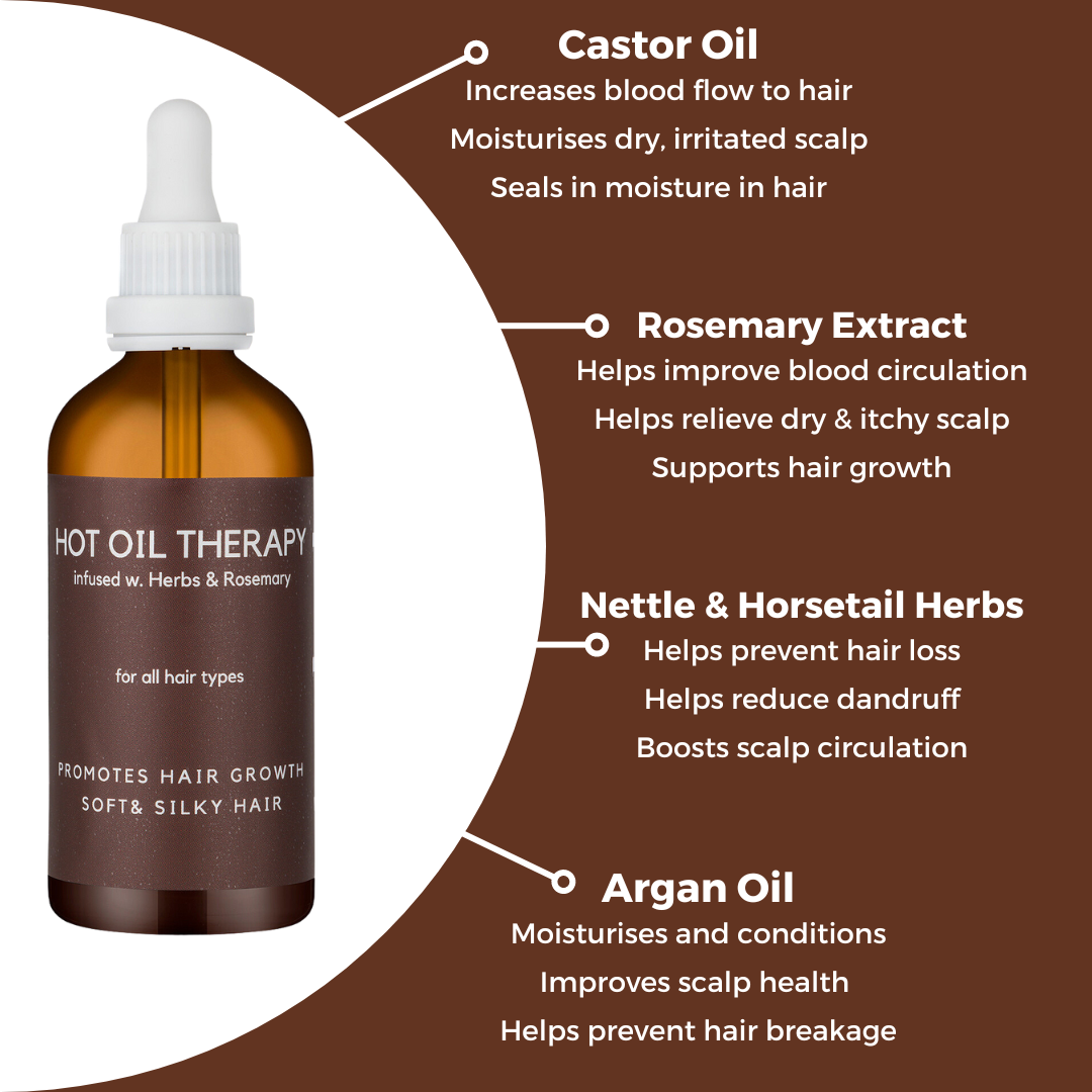 Hot Oil Hair Therapy with Rosemary, Castor & Argan Oil
