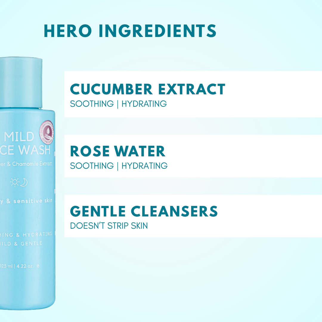 Mild Face Wash with Cucumber Extract & Rose Water