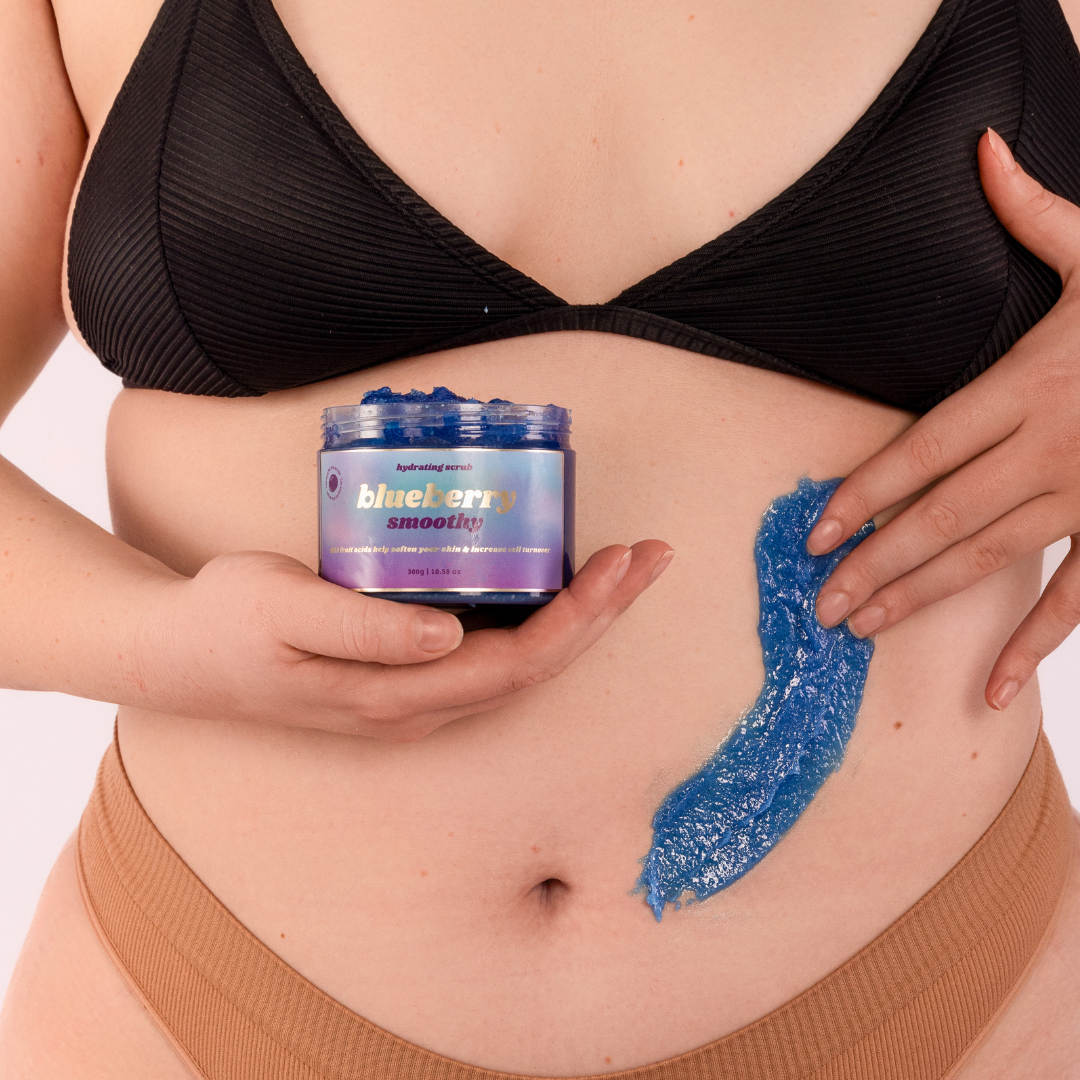 Blueberry Body Scrub with AHA Fruit Acids for Dark Marks on Body