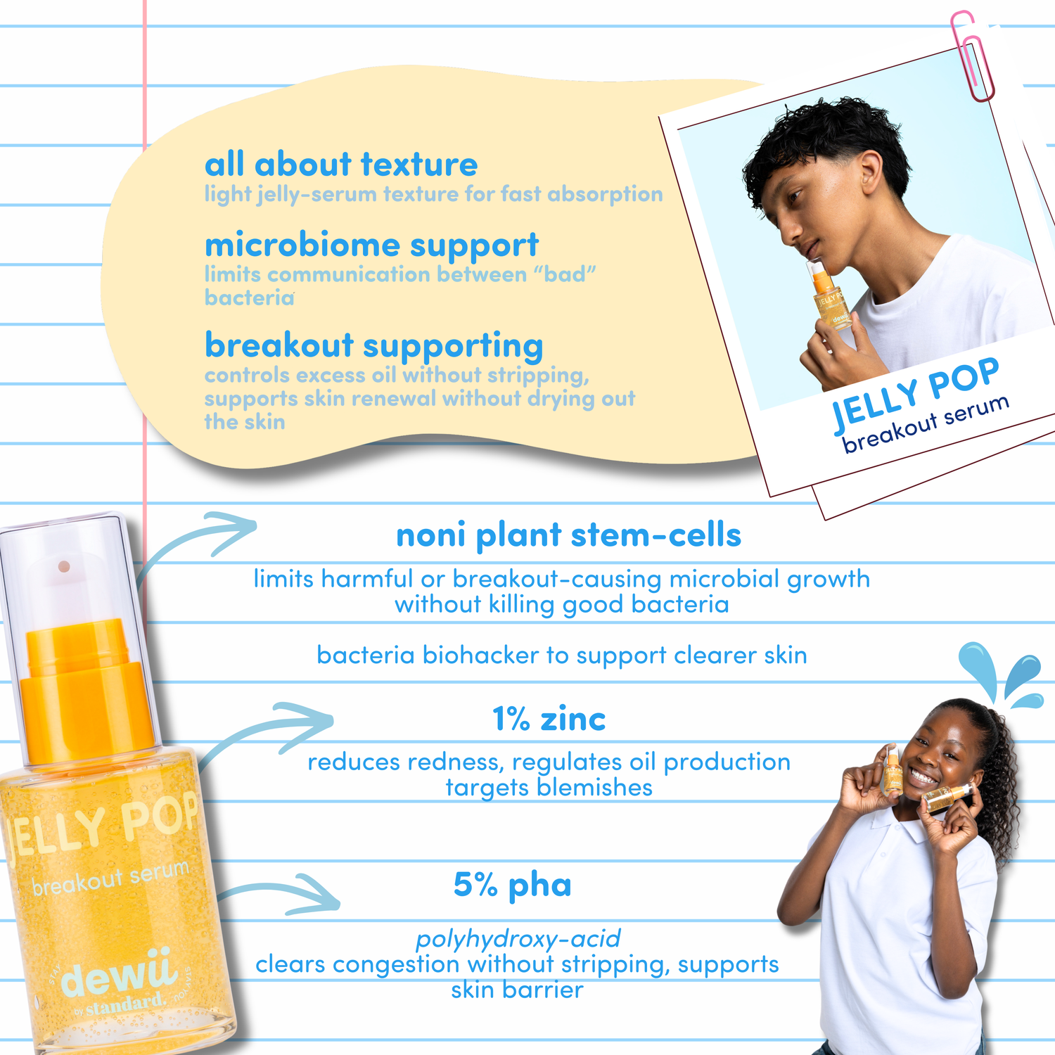 Jelly Pop Microbiome Serum With Noni Plant Stem-Cells, 1% Zinc & 5 Jelly Pop Microbiome Serum With Noni Plant Stem-Cells, 1% Zinc & 5