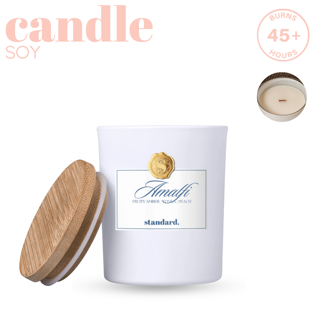 Amalfi Soy Candle- Massage Candle with Wooden Wick (45+hrs burn time)