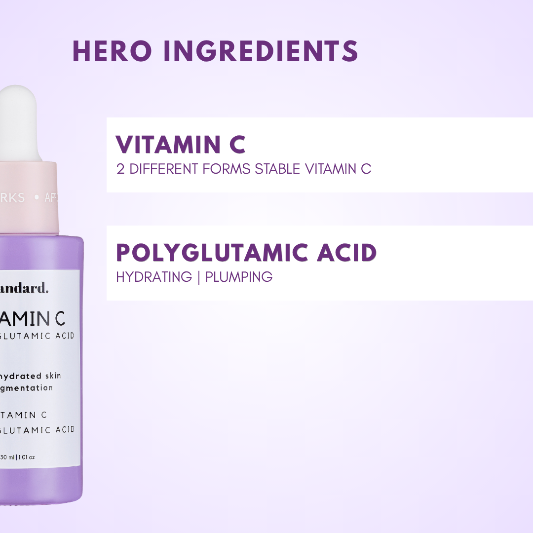 Brightening Vitamin C Serum in Polyglutamic Acid for Dark Marks &amp; Hydration