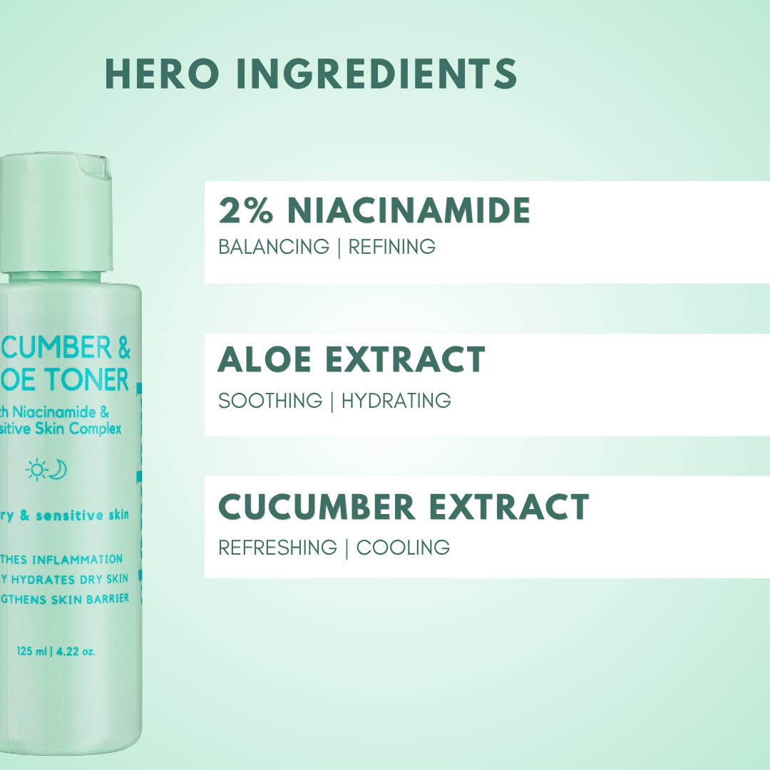 Cucumber &amp; Aloe Toner with Niacinamide for Sensitive &amp; Dry Skin