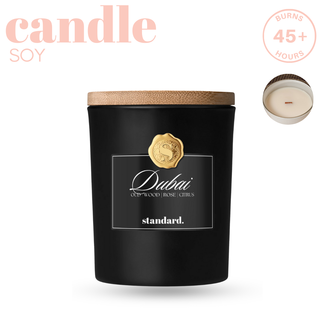 Dubai Soy Candle- Massage Candle with Wooden Wick (45+hrs burn time)
