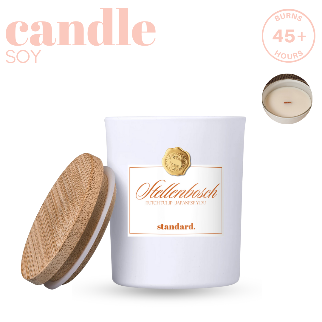 Stellenbosch Soy Candle- Massage Candle with Wooden Wick (45+hrs burn time)