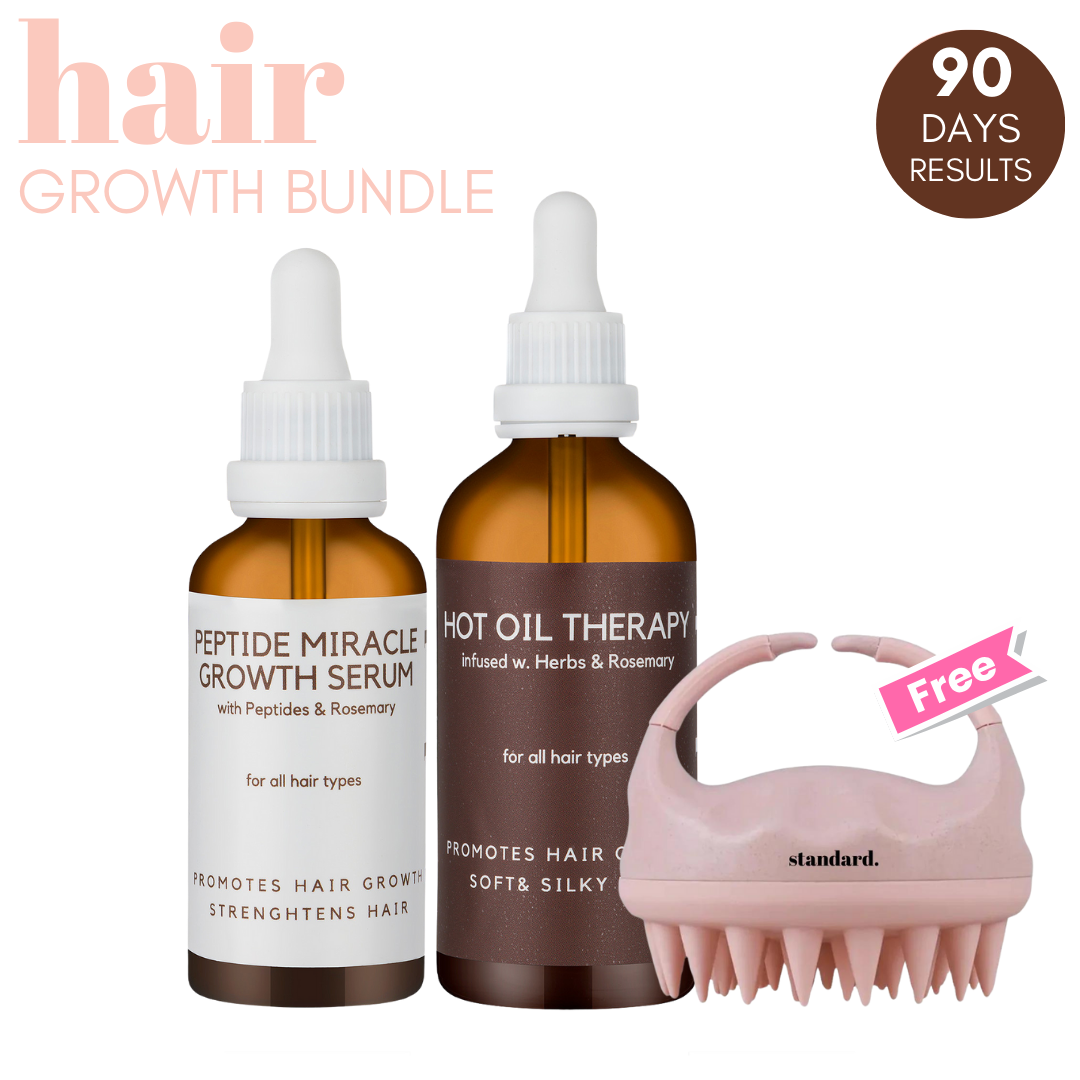 90 days Hair Growth Bundle: Hot Oil Hair Therapy with Rosemary Oil &amp; Peptide Miracle Hair Growth Serum