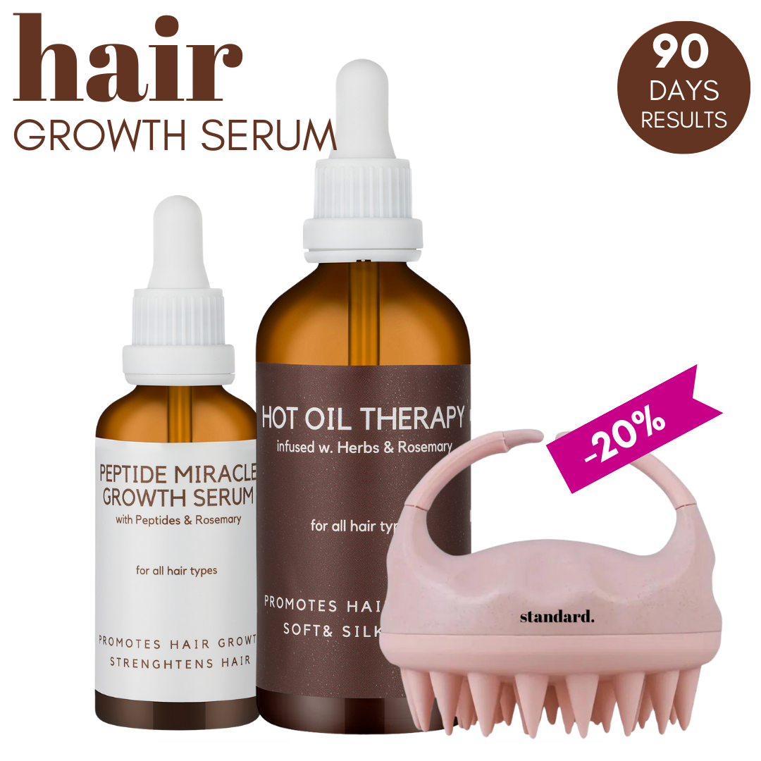 90 days Hair Growth Bundle: Hot Oil Hair Therapy with Rosemary Oil &amp; Peptide Miracle Hair Growth Serum