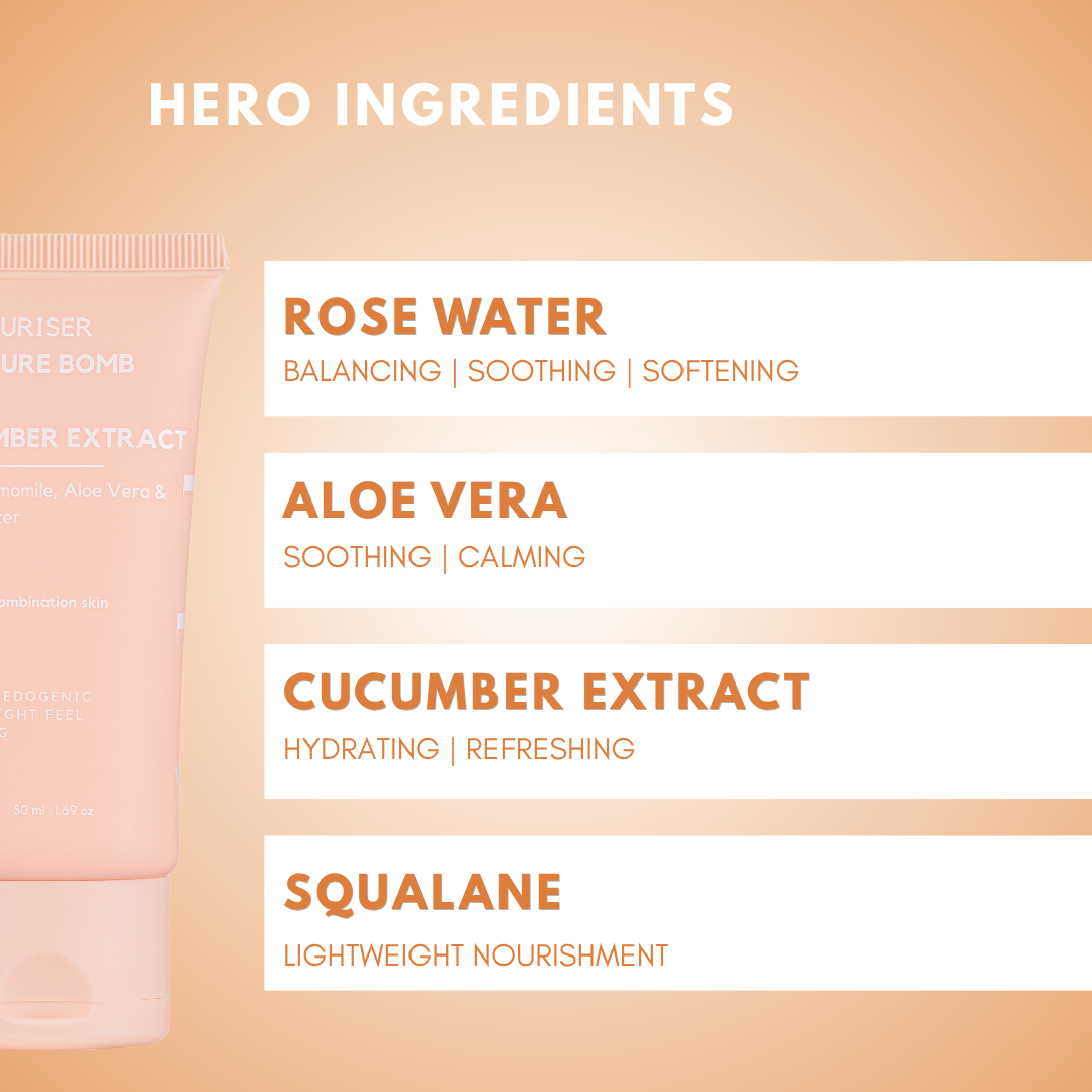 Moisture Bomb Daily Moisturiser with Rose, Aloe &amp; Cucumber