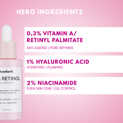 Retinyl Palmitate 0,3%(Vitamin A) Serum with Niacinamide &amp; Hyaluronic Acid
