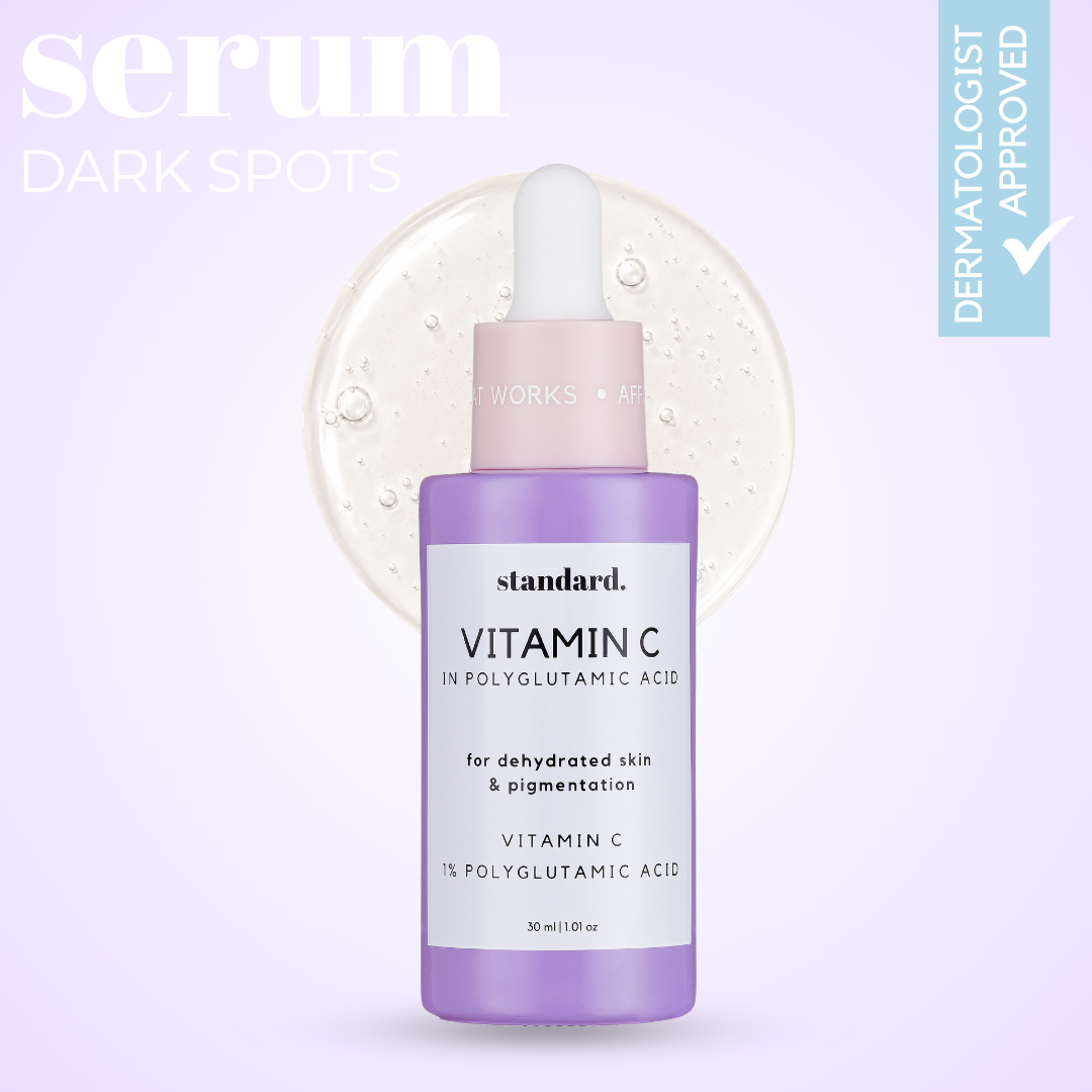Brightening Vitamin C Serum in Polyglutamic Acid for Dark Marks &amp; Hydration