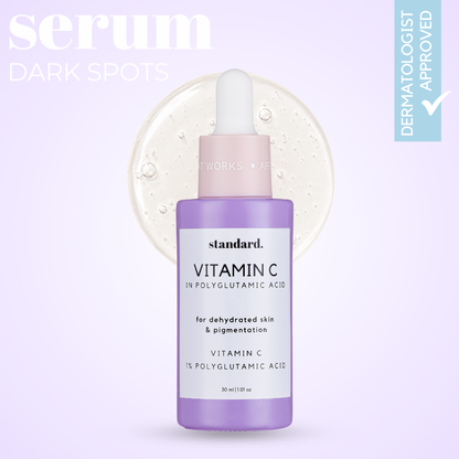 Brightening Vitamin C Serum in Polyglutamic Acid for Dark Marks &amp; Hydration