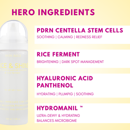 Exosomes Rice &amp; Shine Mist with brightening Rice Ferment, PDRN Centella Reversa™ Plant Stem Cells, Hyaluronic Acid