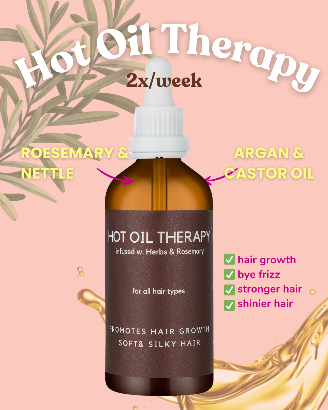 90 days Hair Growth Bundle: Hot Oil Hair Therapy with Rosemary Oil &amp; Peptide Miracle Hair Growth Serum