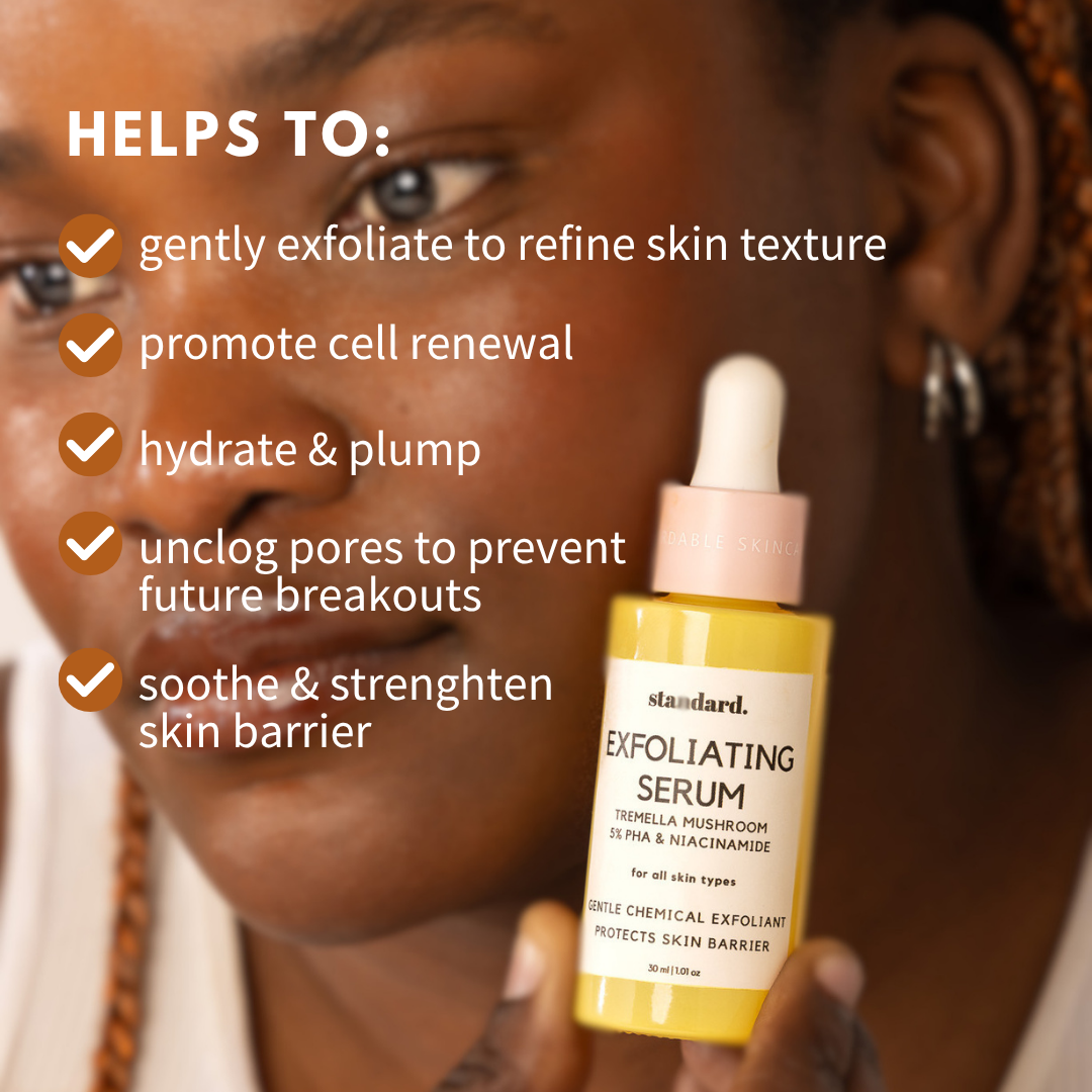 Exfoliating Mushroom Serum with 5% PHA, Tremella Mushroom, Hyaluronic Acid &amp; Niacinamide