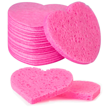 25x Heart Face Sponges – Standard Skin & Beauty