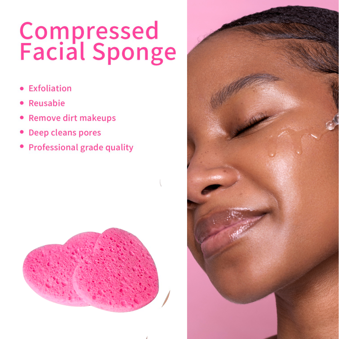 25x Heart Face Sponges – Standard Skin & Beauty